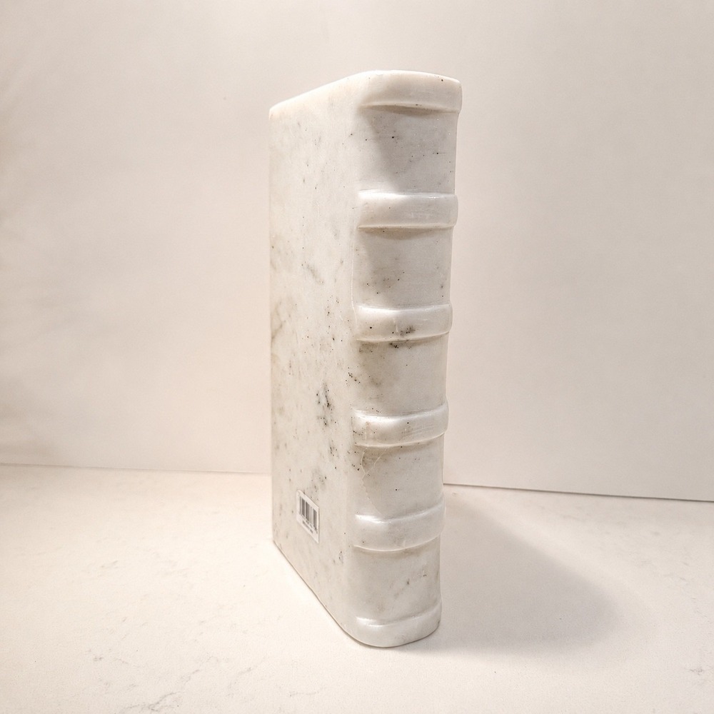 Dwell Studio Single Marble Bookend NEW  White Stone Book Bookcore Bibliophile